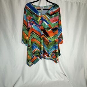 Anthony Richards Colorful Tunic Top Plus Size 1X Lightweight
